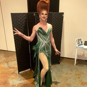 Emerald Green Rhinestoned Gown